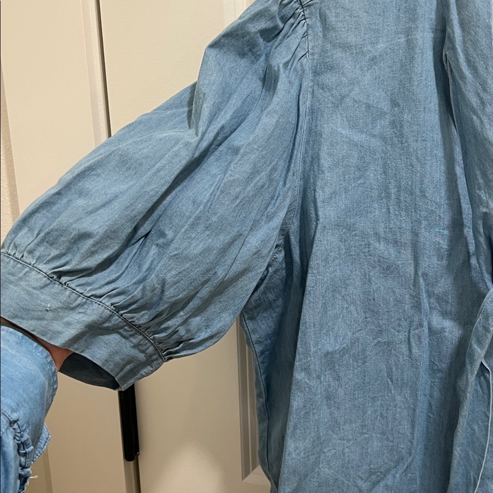 Chico's Denim Blue Tie-Front Top - Picture 3 of 3